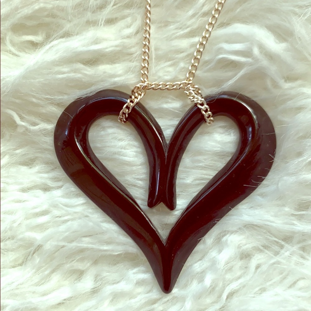 Black plastic heart costume necklace